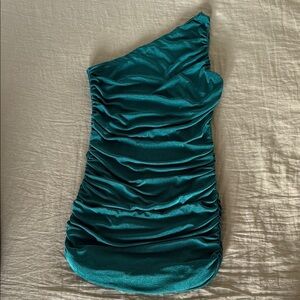 Lucy in the Sky Teal One Shoulder Dress